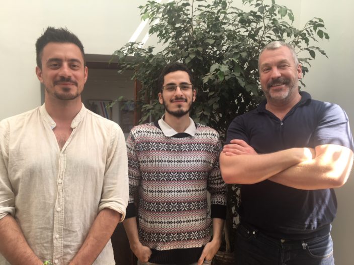 <p>Hasan Özgür Top, Ghaith Mofeed, and Joel Yoss, Lima, 2018.</p>
